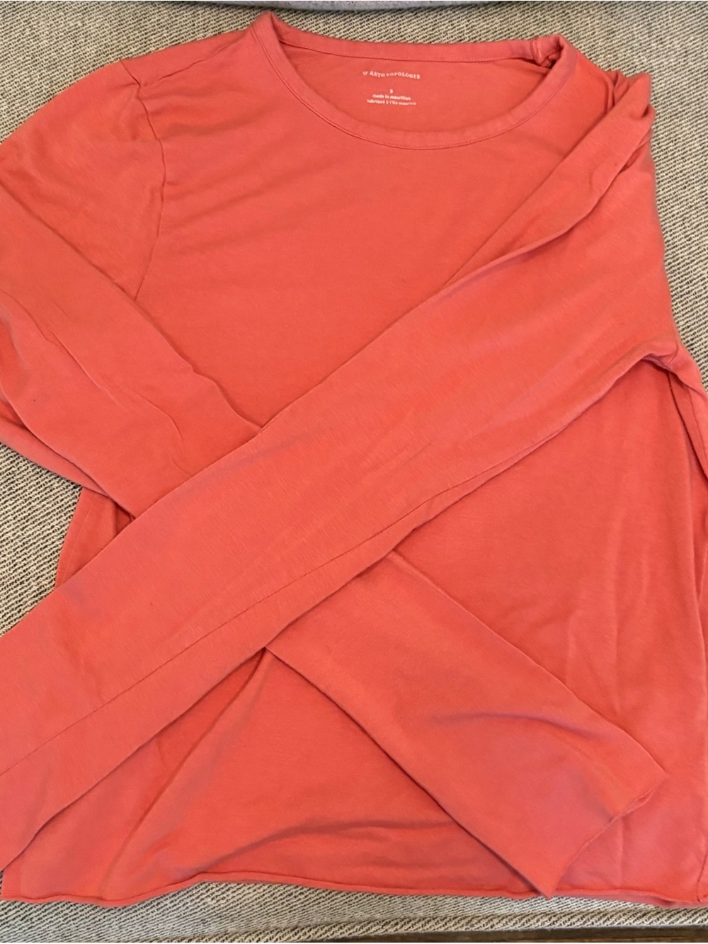 Anthropologie Coral-Orange Long Sleeve Top